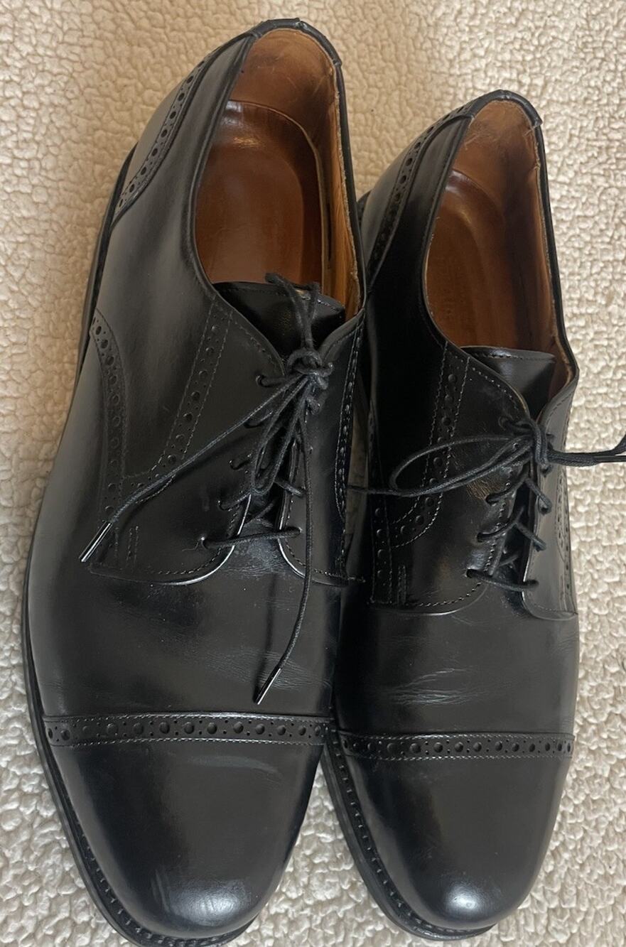 Allen Edmonds Mens 12 D Bentley Black Leather Cap Toe Oxford Shoes Prom Formal